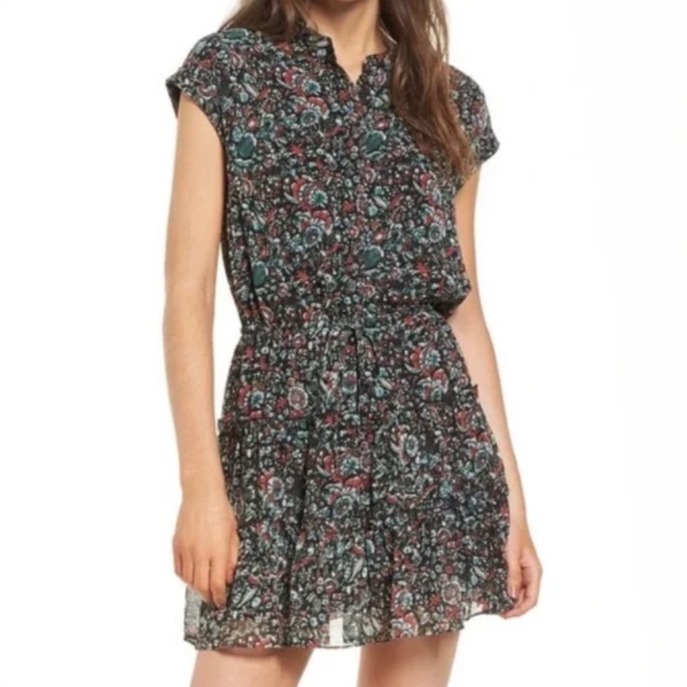 Rebecca Minkoff Ollie Mini Dress Floral Print Black Size M